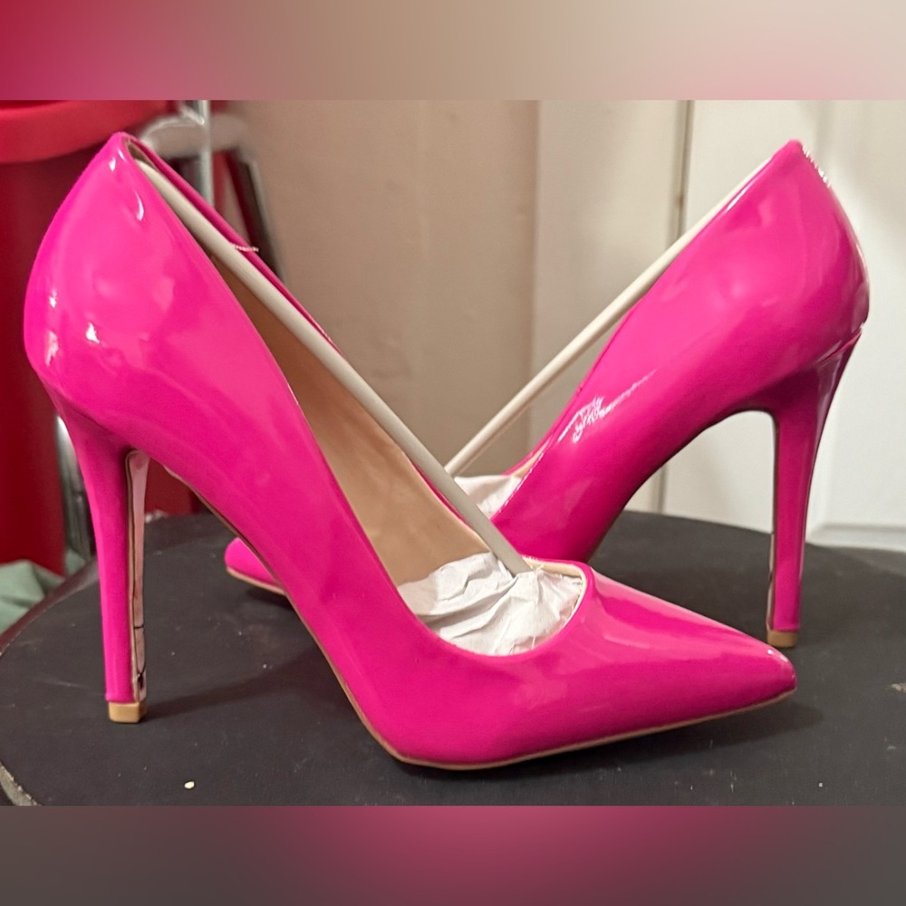 Qupid Pink Stiletto Heels Glossy Finish